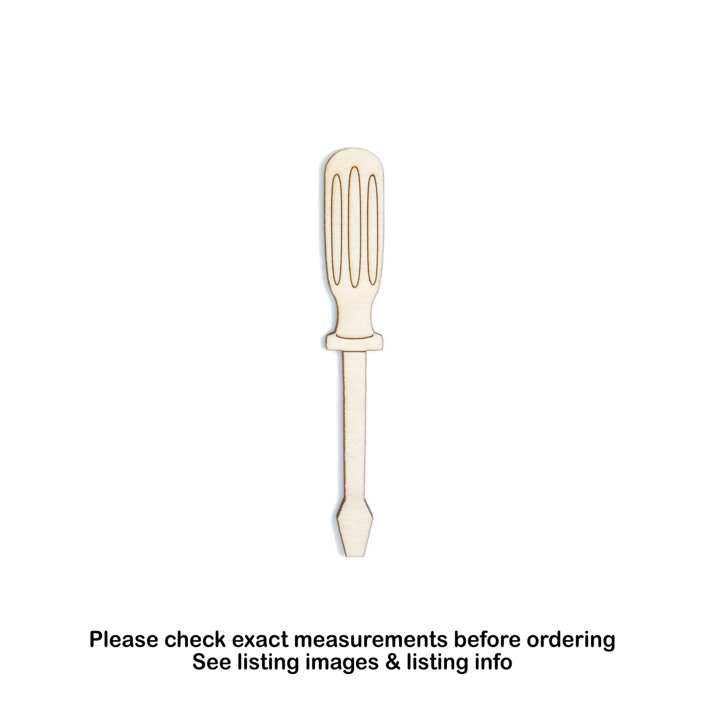 Flat Head Screwdriver Detailed Wood Cutout - Laser Cut Unfinished Craft Shape - Multiple Sizes