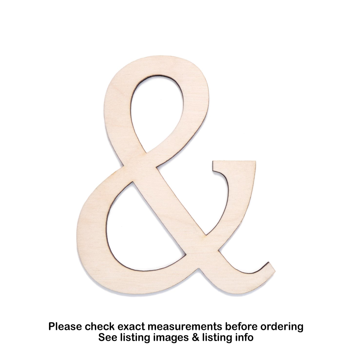 Ampersand Symbol Wood Cutout - Laser Cut Unfinished Craft Shape - Multiple Sizes