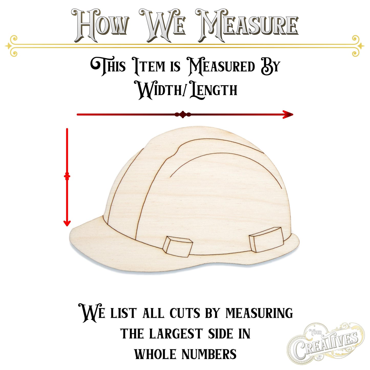 Hard Hat Wood Cutout - Laser Cut Unfinished Craft Shape - Multiple Sizes