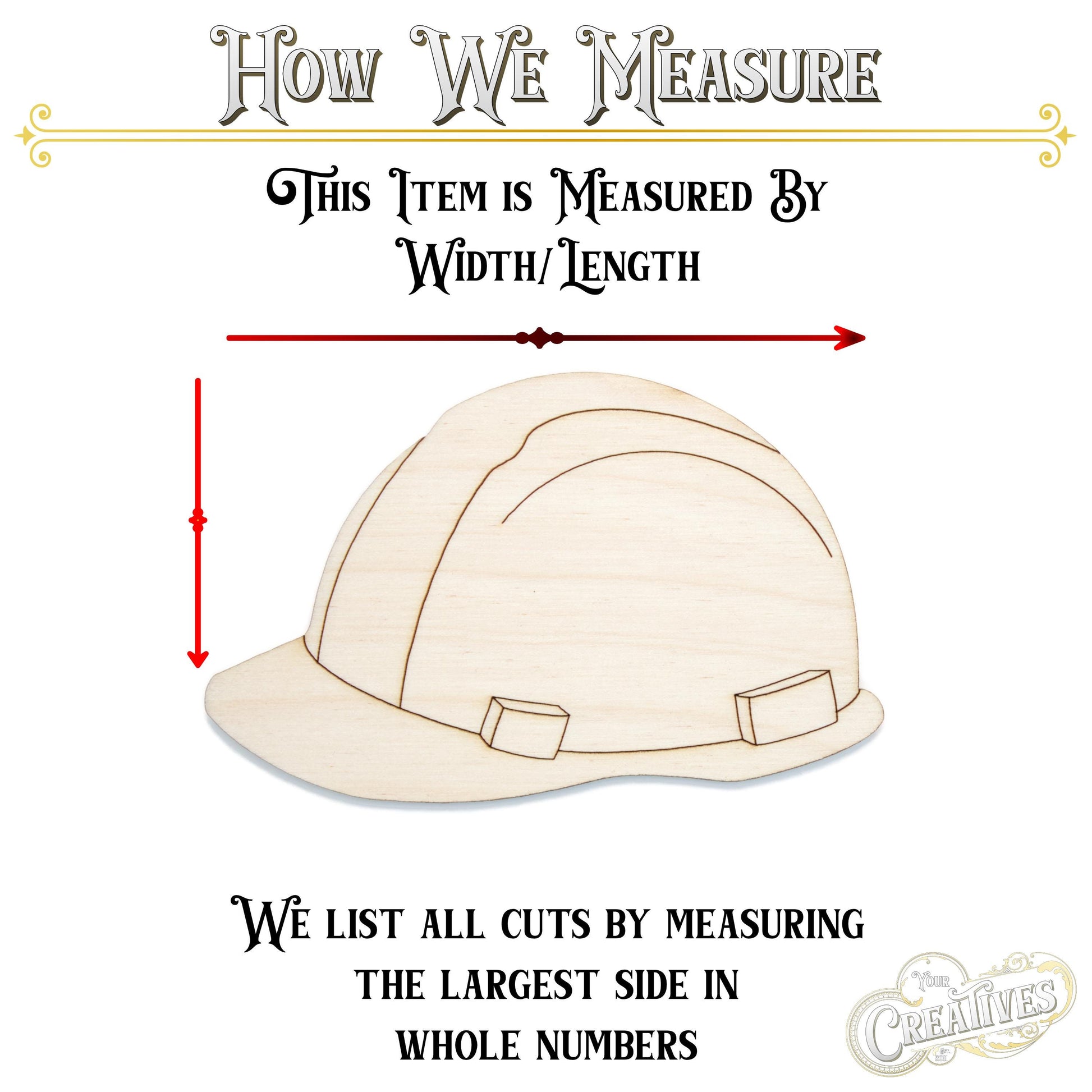 Hard Hat Wood Cutout - Laser Cut Unfinished Craft Shape - Multiple Sizes