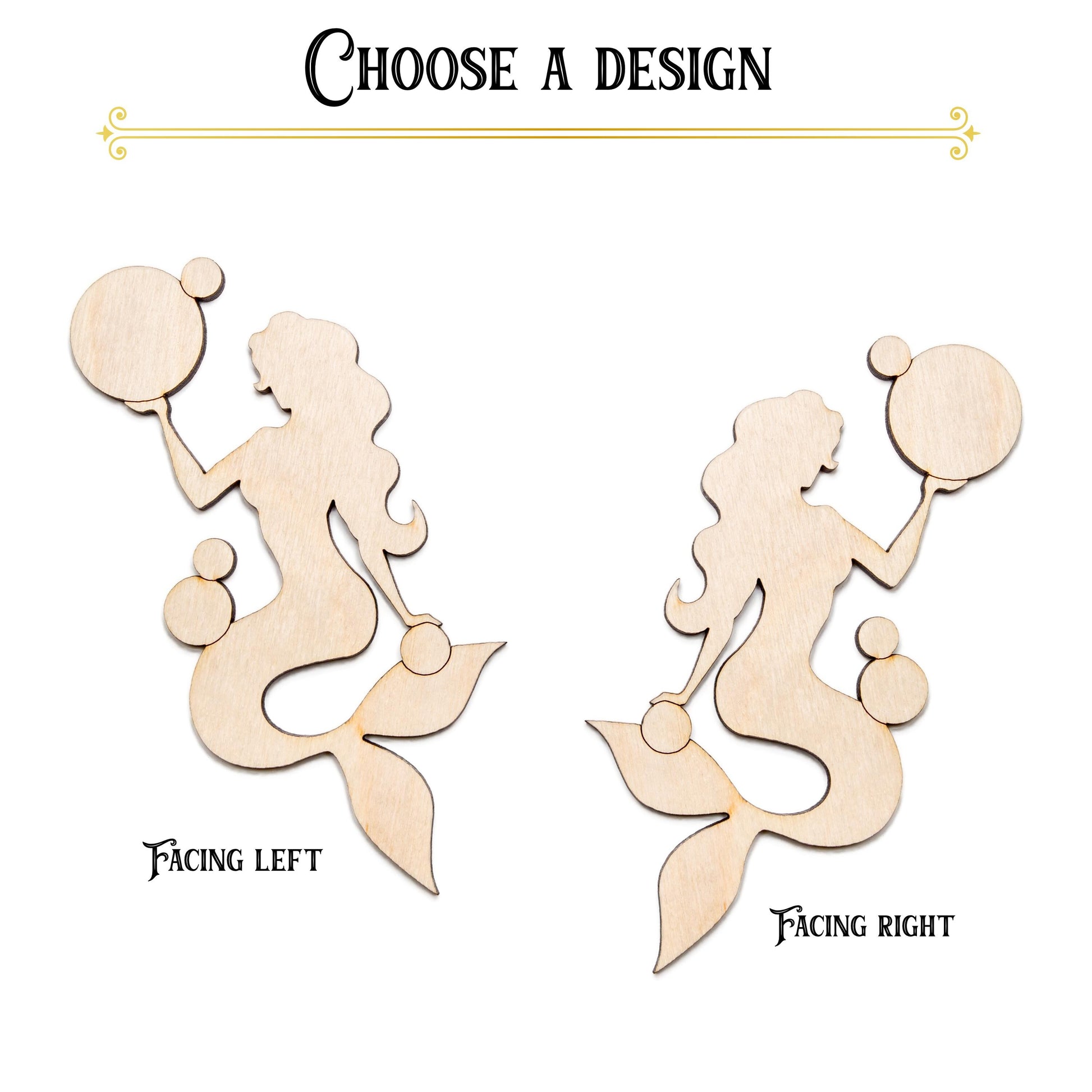 Mermaid Sitting With Bubbles Wood Cutout - Laser Cut Unfinished Craft Shape - Multiple Sizes