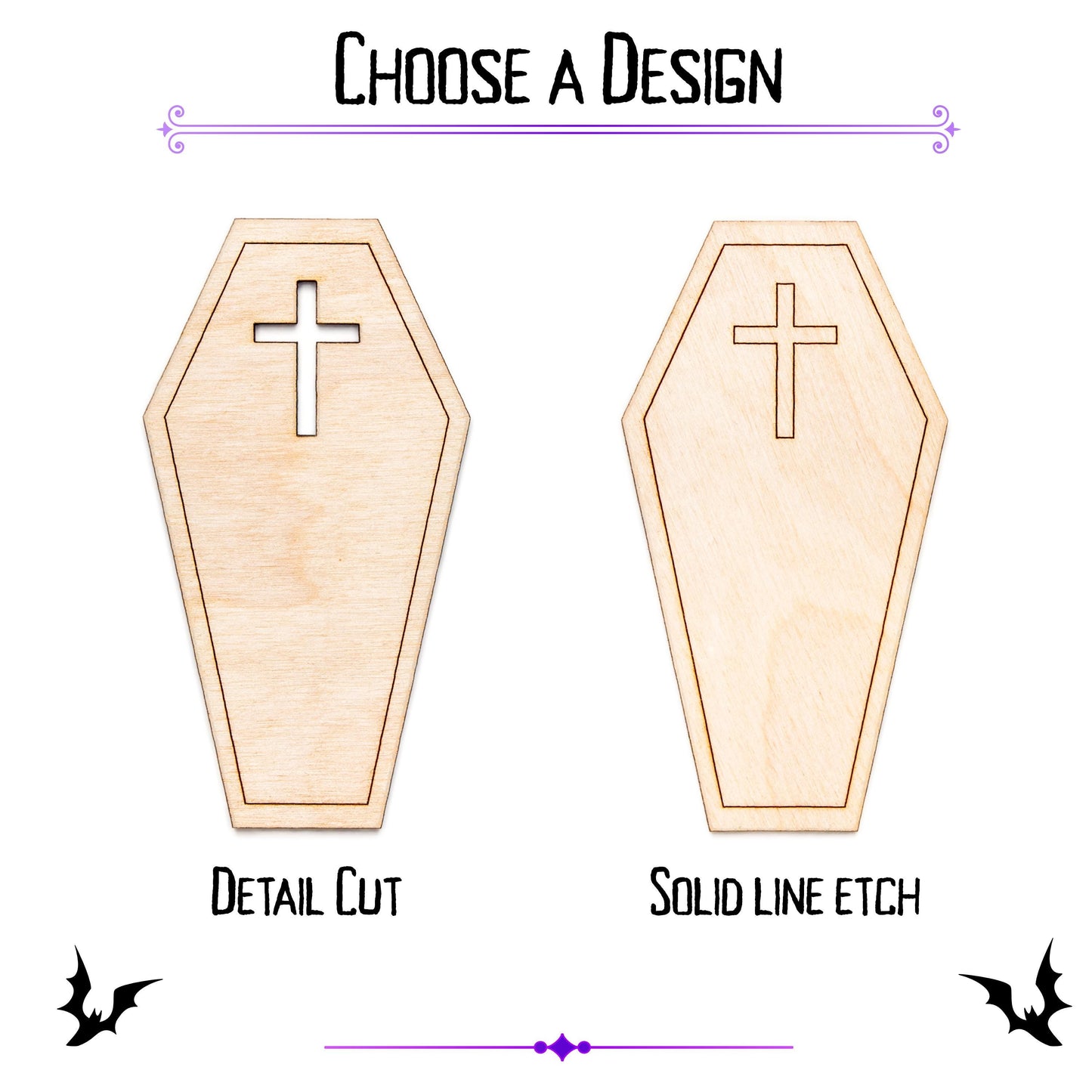 Coffin With Cross Wood Cutout - Laser Cut Unfinished Craft Shape - Multiple Sizes