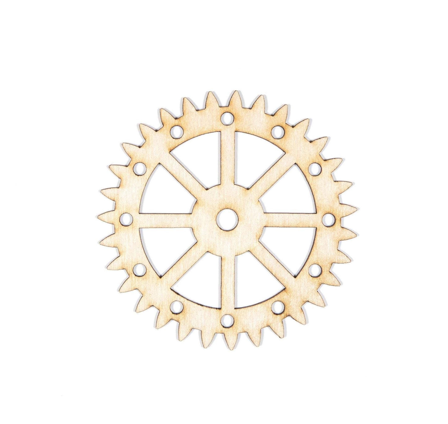 Spikey Wheel Gear Wood Cutout - Laser Cut Unfinished Craft Shape - Multiple Sizes