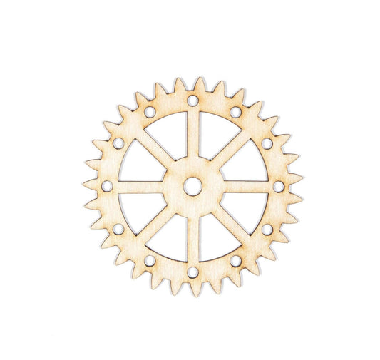 Spikey Wheel Gear Wood Cutout - Laser Cut Unfinished Craft Shape - Multiple Sizes