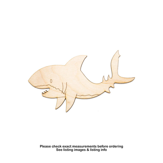 Happy Shark Wood Cutout - Laser Cut Unfinished Craft Shape - Multiple Sizes