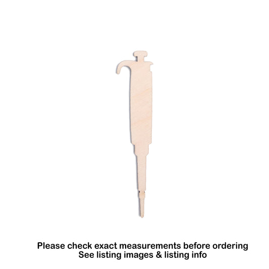 Pipette Blank Wood Cutout - Laser Cut Unfinished Craft Shape - Multiple Sizes