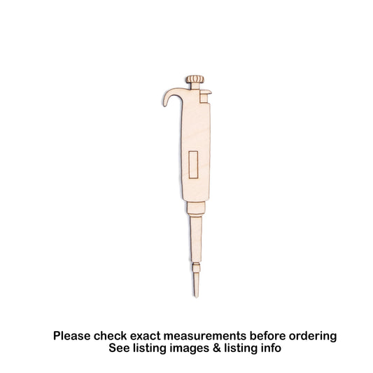 Pipette Detailed Wood Cutout - Laser Cut Unfinished Craft Shape - Multiple Sizes