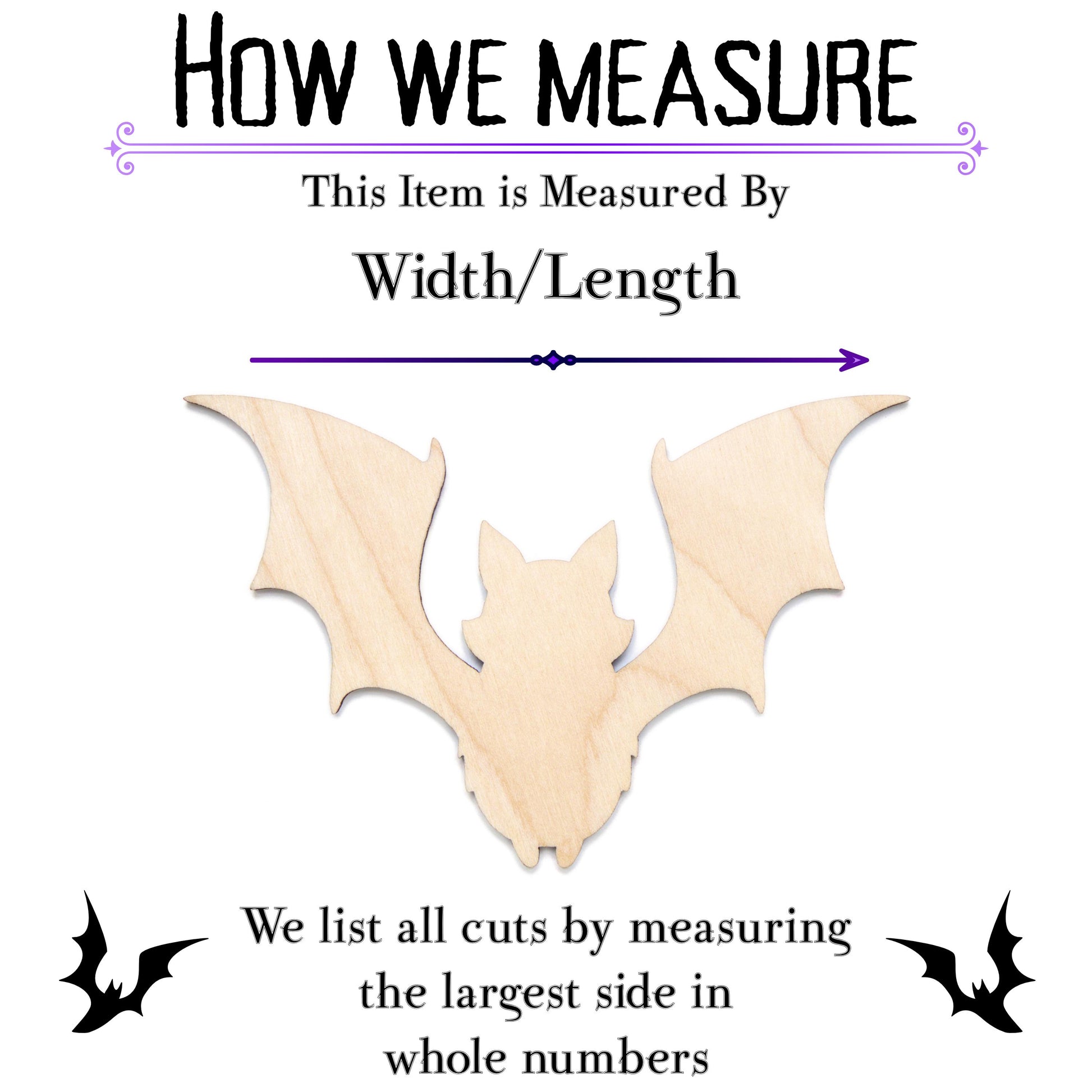 Cute Flying Bat Blank Wood Cutout - Laser Cut Unfinished Craft Shape - Multiple Sizes