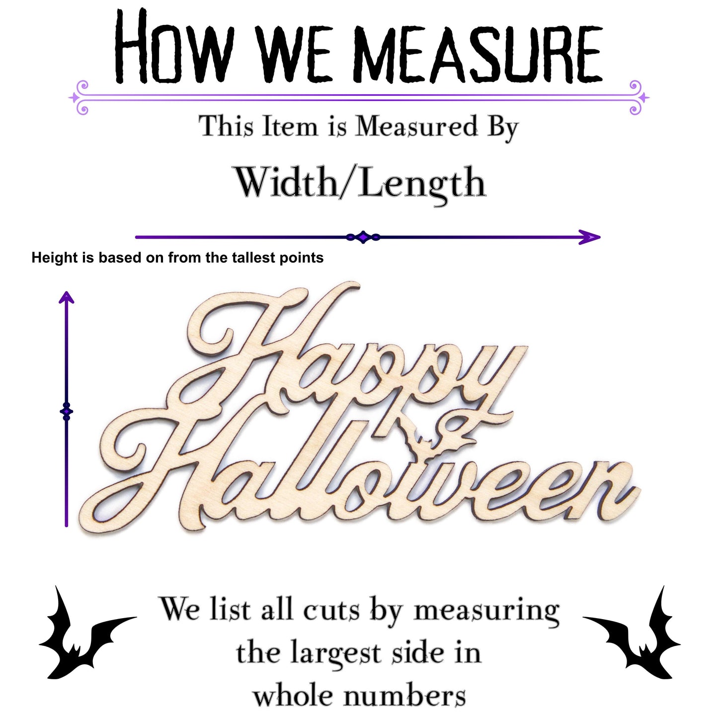 Happy Halloween Wood Cutout - Laser Cut Unfinished Craft Shape - Multiple Sizes