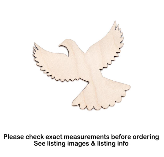 Dove Open Wings Blank Wood Cutout - Laser Cut Unfinished Craft Shape - Multiple Sizes