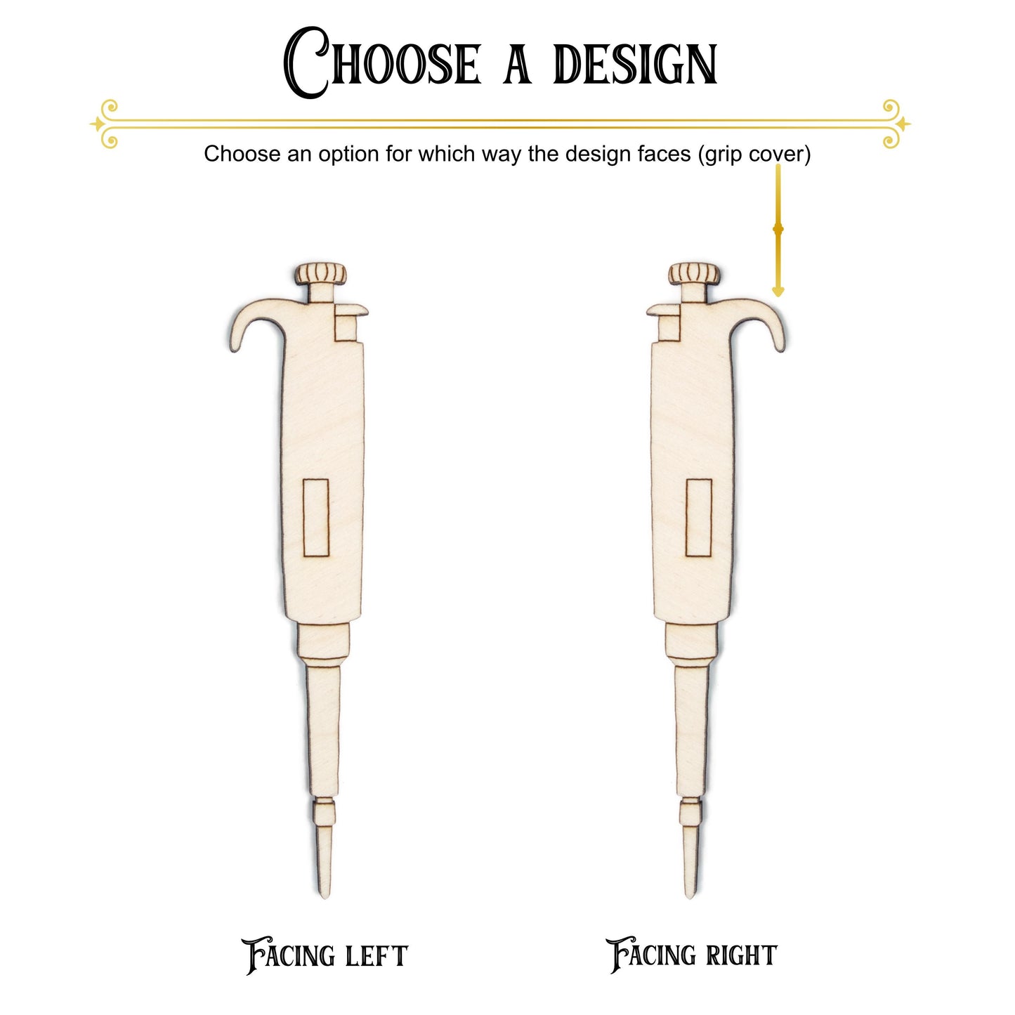Pipette Detailed Wood Cutout - Laser Cut Unfinished Craft Shape - Multiple Sizes