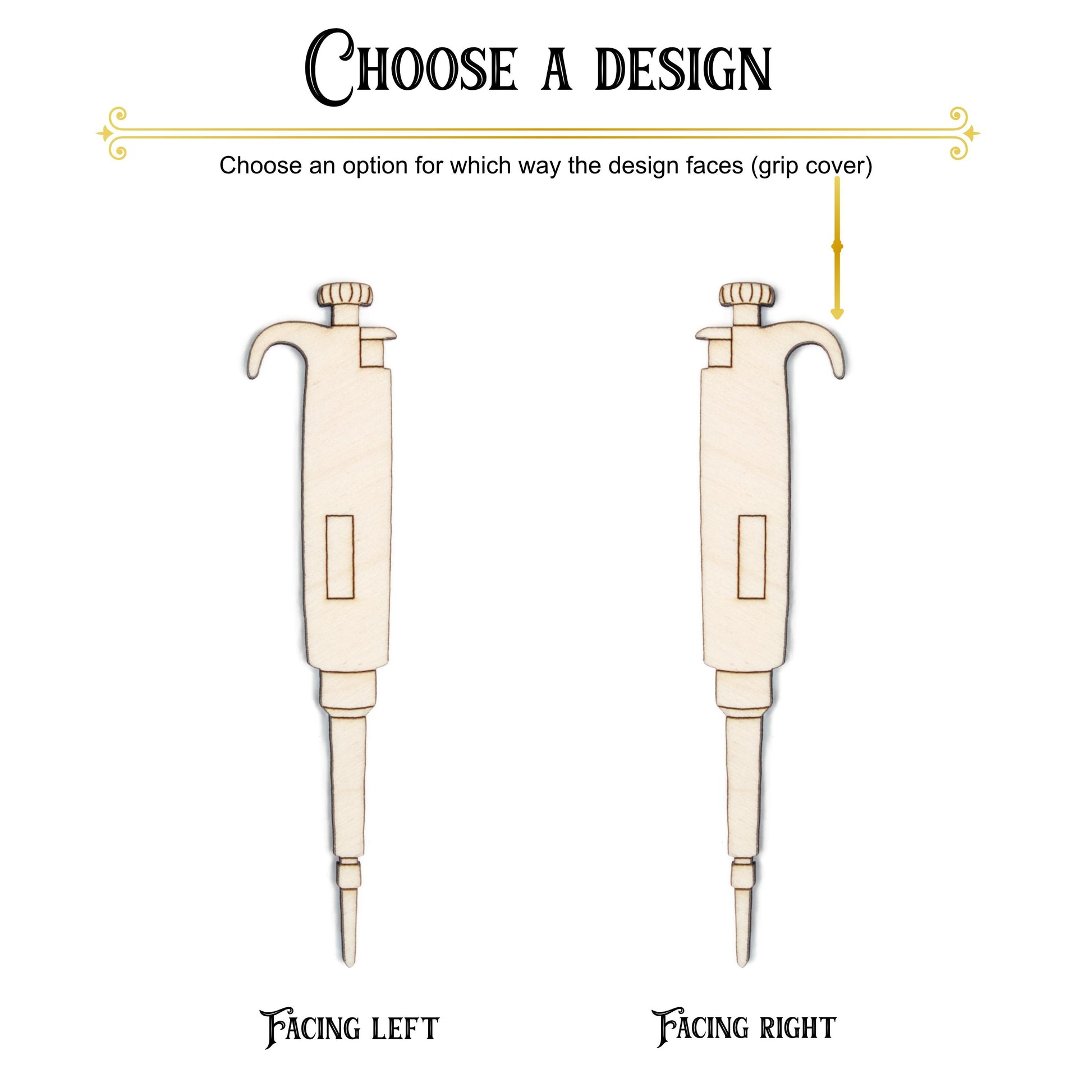 Pipette Detailed Wood Cutout - Laser Cut Unfinished Craft Shape - Multiple Sizes