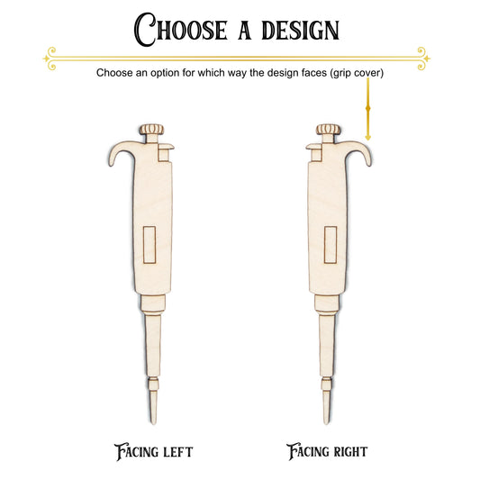 Pipette Detailed Wood Cutout - Laser Cut Unfinished Craft Shape - Multiple Sizes