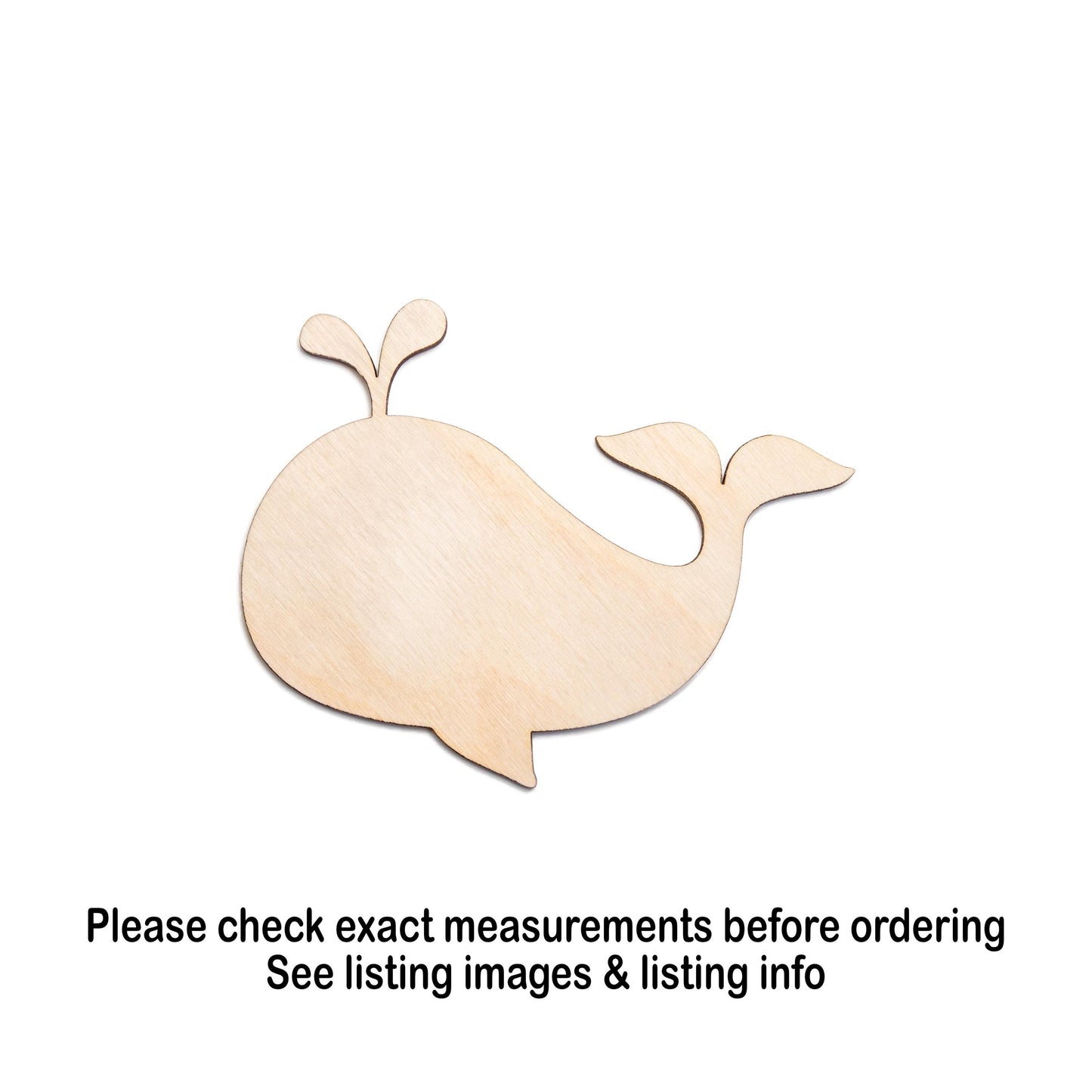 Cute Whale Blank Wood Cutout - Laser Cut Unfinished Craft Shape - Multiple Sizes