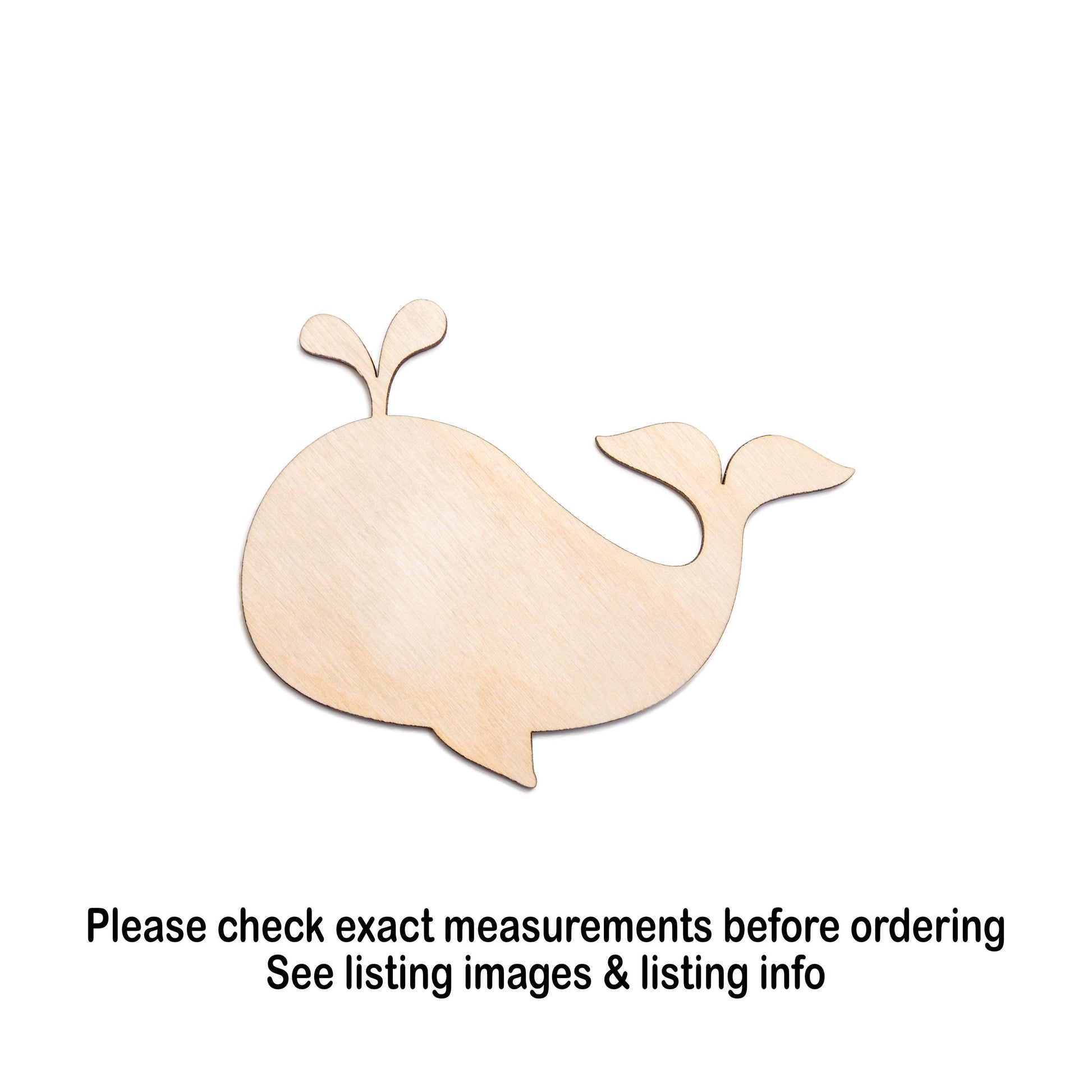 Cute Whale Blank Wood Cutout - Laser Cut Unfinished Craft Shape - Multiple Sizes