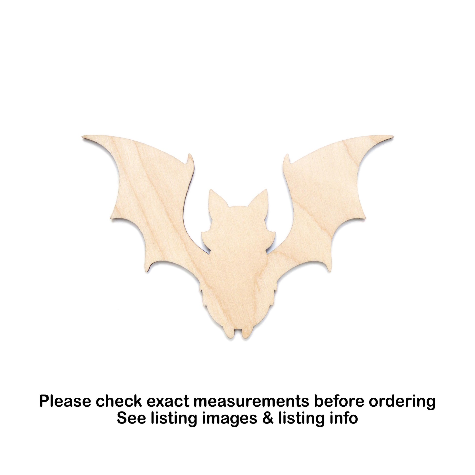 Cute Flying Bat Blank Wood Cutout - Laser Cut Unfinished Craft Shape - Multiple Sizes