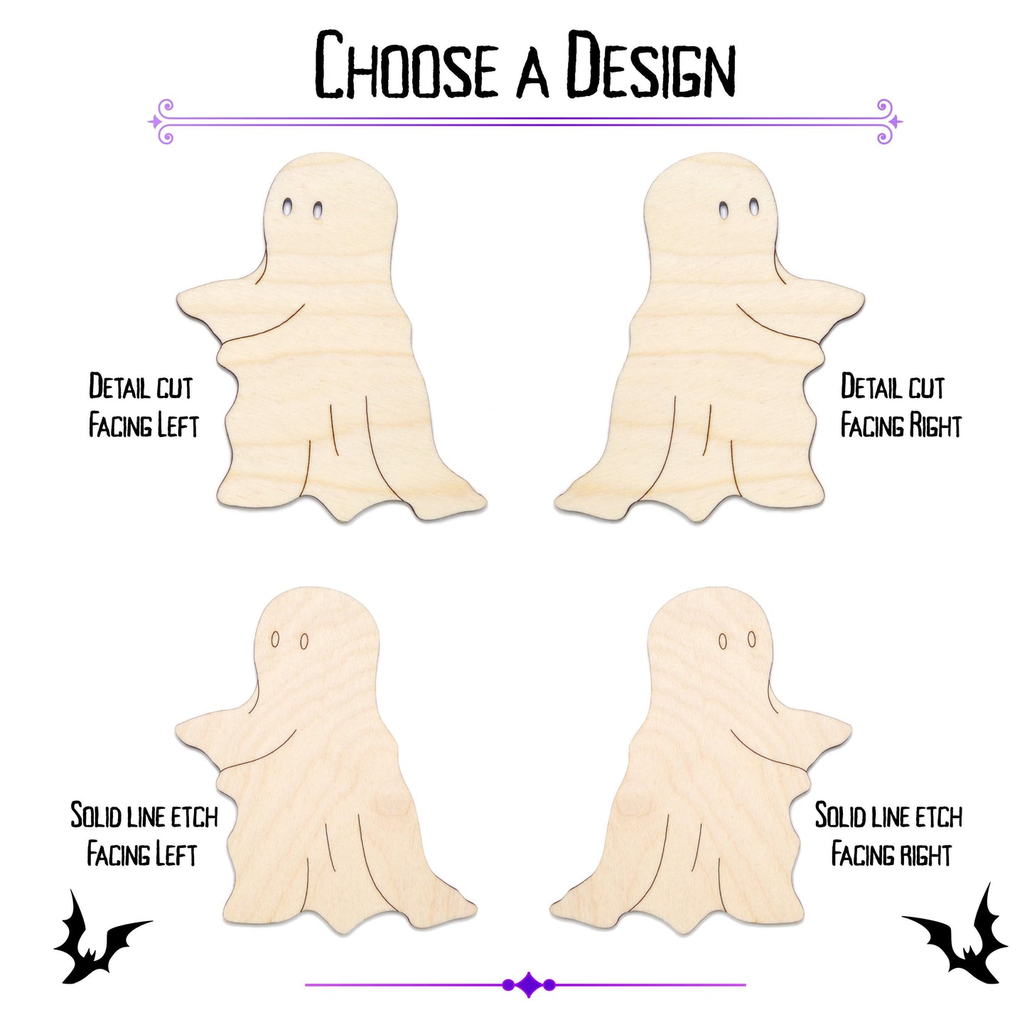 Ghost Walking Detailed Wood Cutout - Laser Cut Unfinished Craft Shape - Multiple Sizes