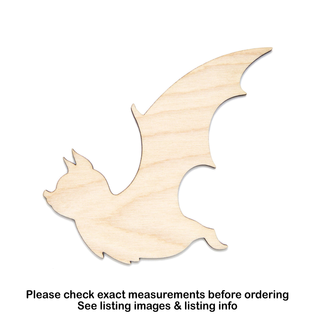 Bat Flying Blank Wood Cutout - Laser Cut Unfinished Craft Shape - Multiple Sizes