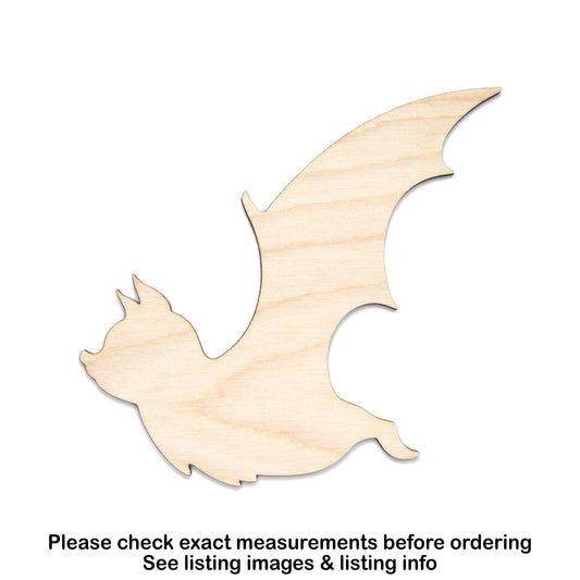 Bat Flying Blank Wood Cutout - Laser Cut Unfinished Craft Shape - Multiple Sizes