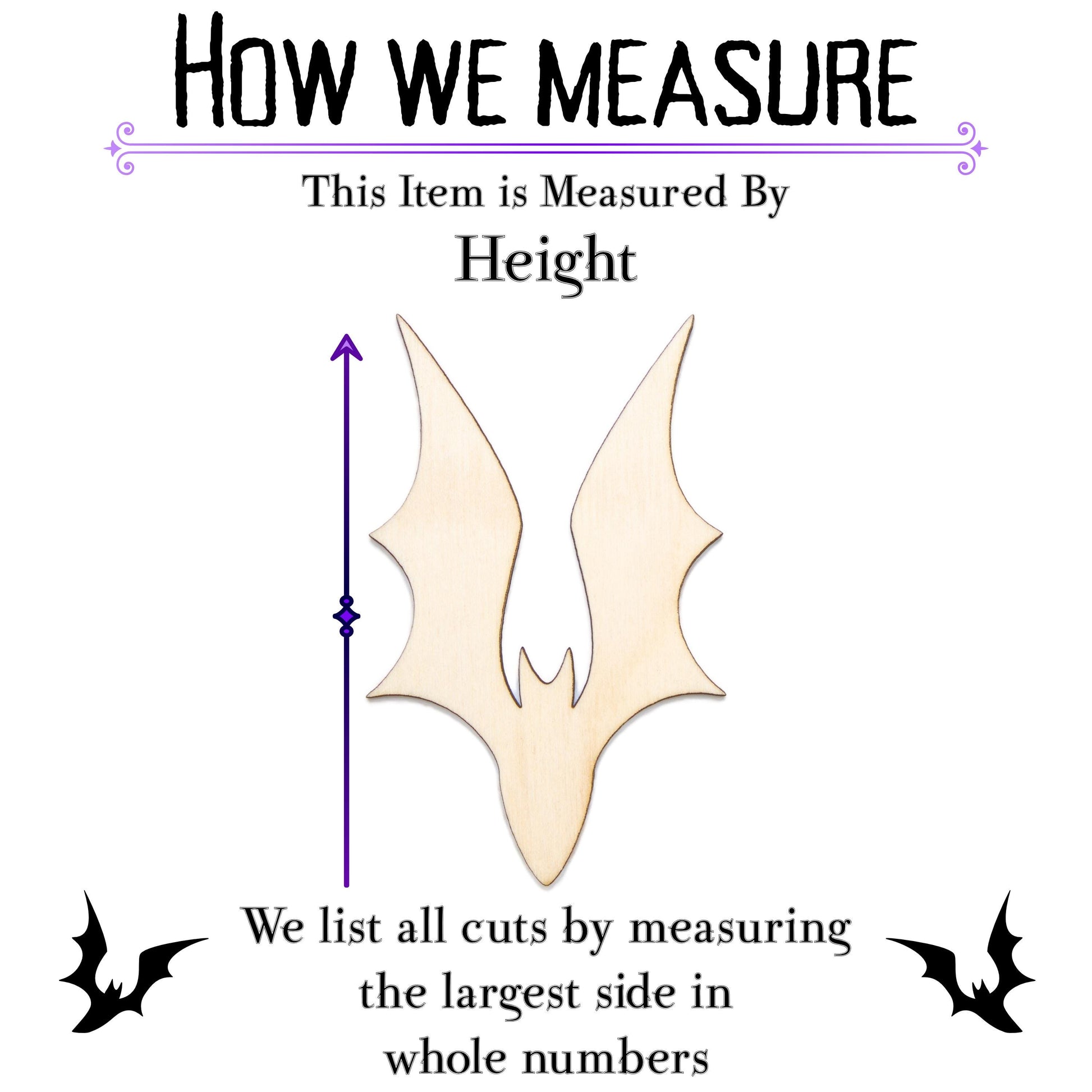 Bat Silhouette Blank Wood Cutout - Laser Cut Unfinished Craft Shape - Multiple Sizes