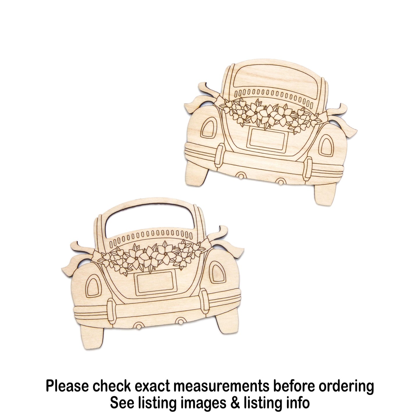 Buggy Wedding Car Wood Cutout - Laser Cut Unfinished Craft Shape - Multiple Sizes