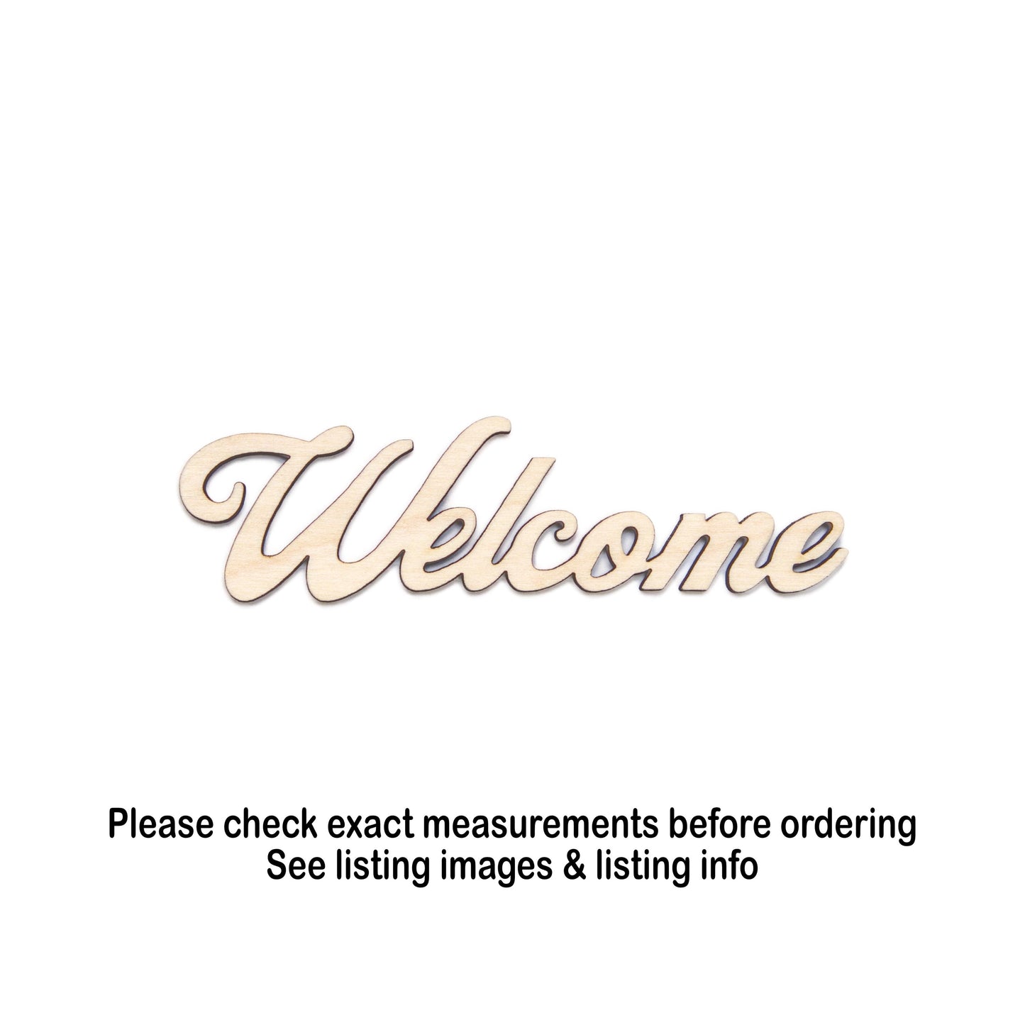 Welcome Word Wood Cutout - Laser Cut Unfinished Craft Shape - Multiple Sizes
