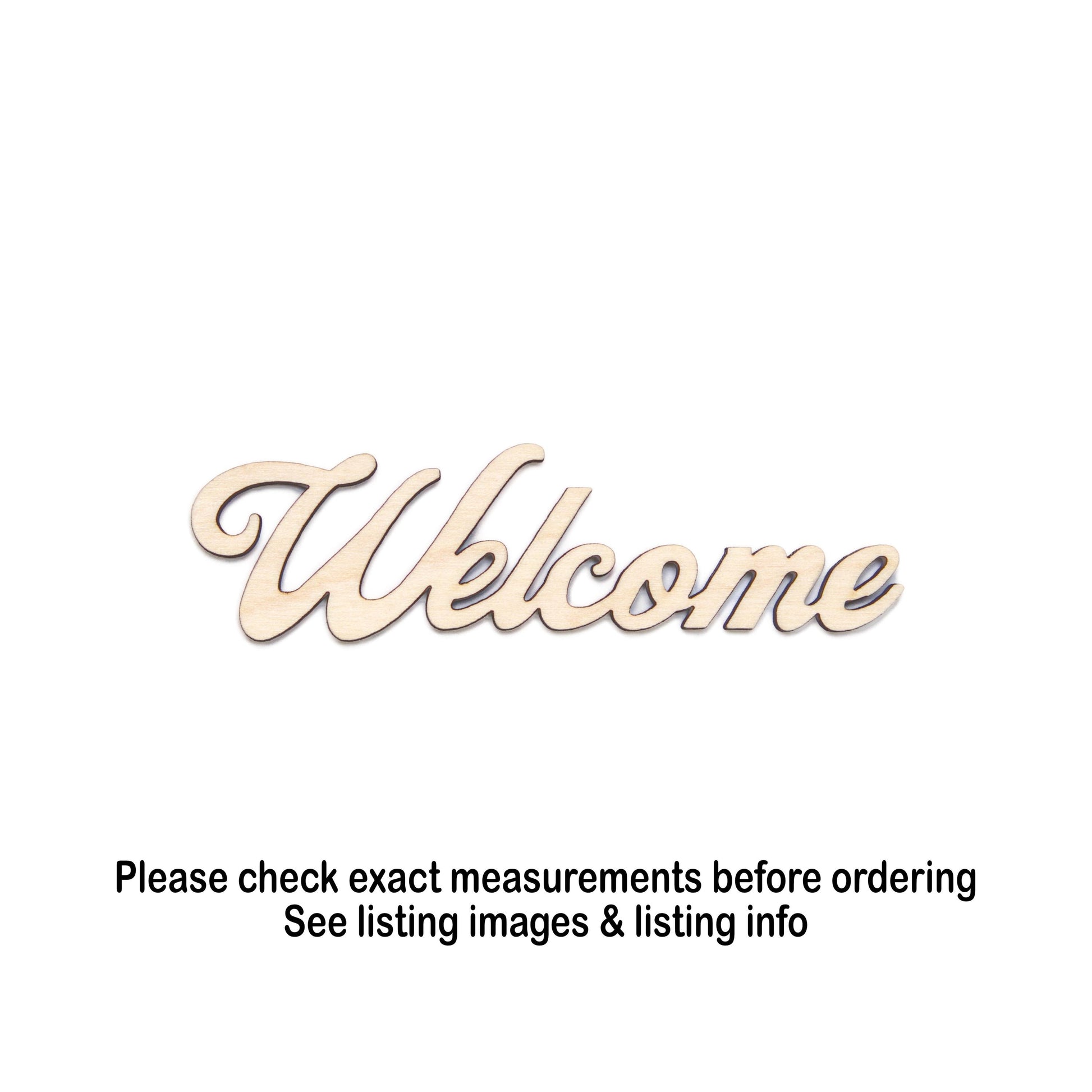 Welcome Word Wood Cutout - Laser Cut Unfinished Craft Shape - Multiple Sizes