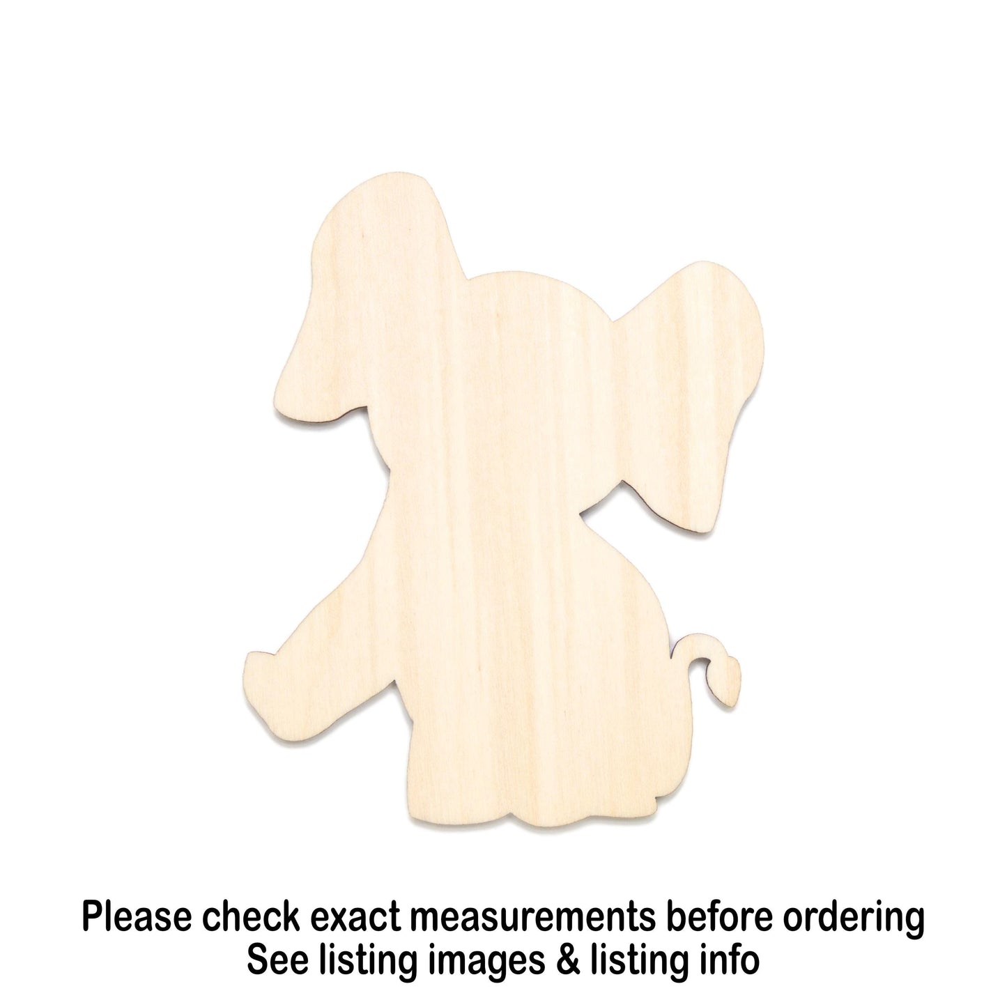 Baby Elephant Posing Blank Wood Cutout - Laser Cut Unfinished Craft Shape - Multiple Sizes