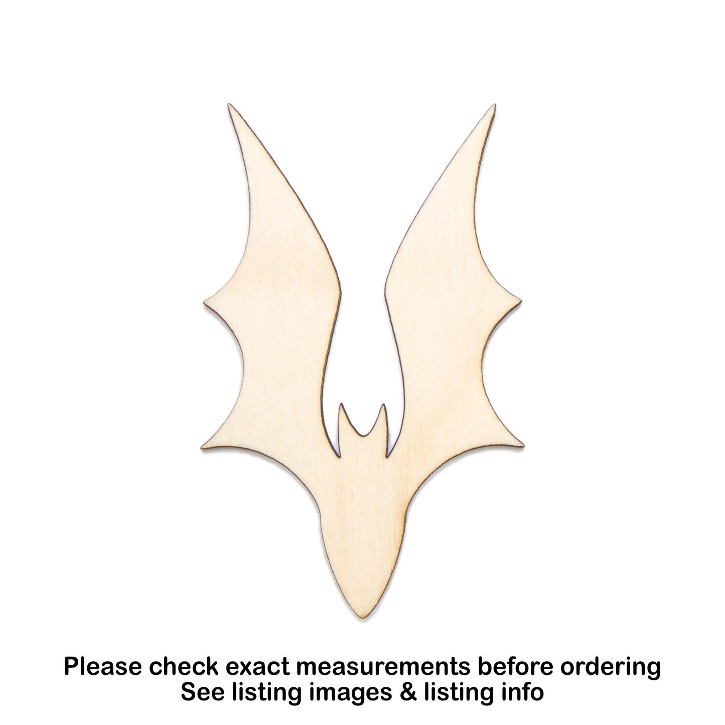 Bat Silhouette Blank Wood Cutout - Laser Cut Unfinished Craft Shape - Multiple Sizes
