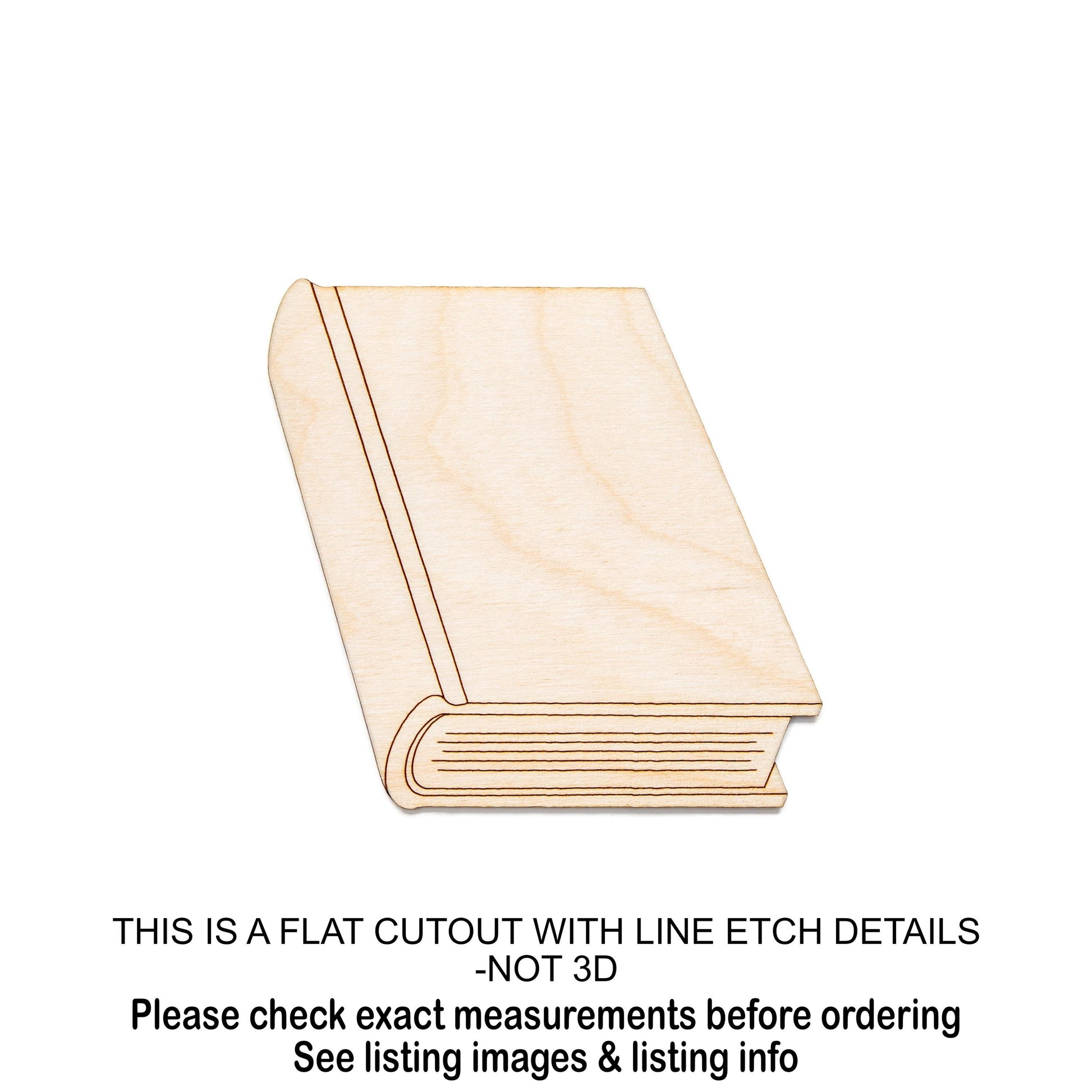 Closed Book Wood Cutout - Laser Cut Unfinished Craft Shape - Multiple Sizes