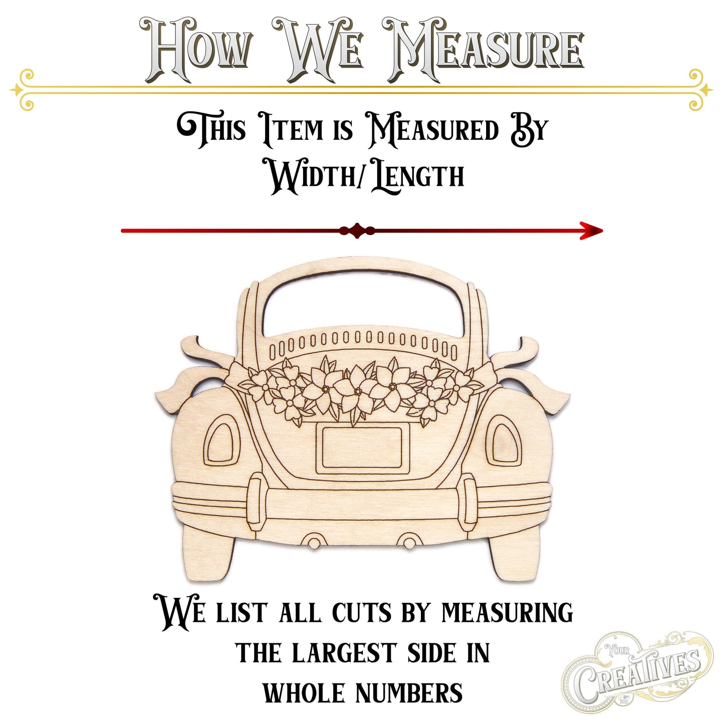 Buggy Wedding Car Wood Cutout - Laser Cut Unfinished Craft Shape - Multiple Sizes