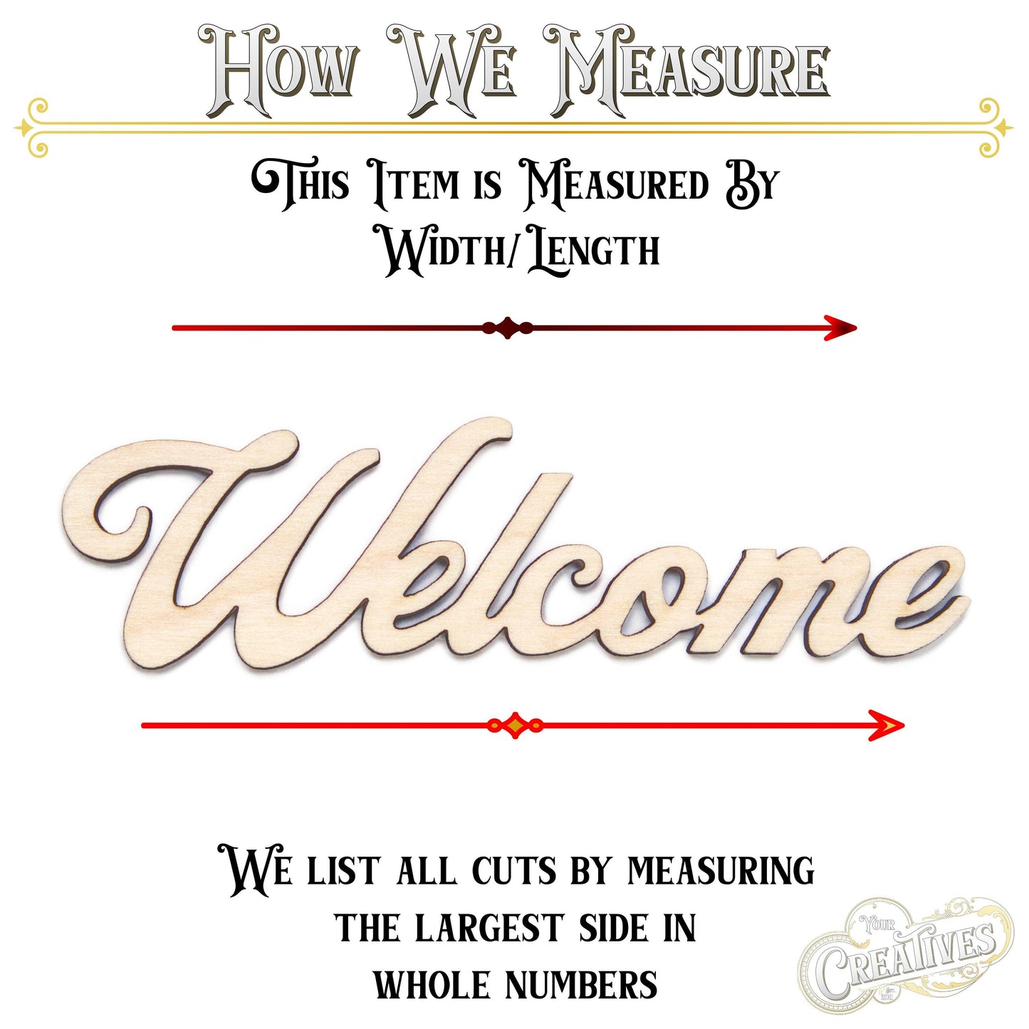Welcome Word Wood Cutout - Laser Cut Unfinished Craft Shape - Multiple Sizes