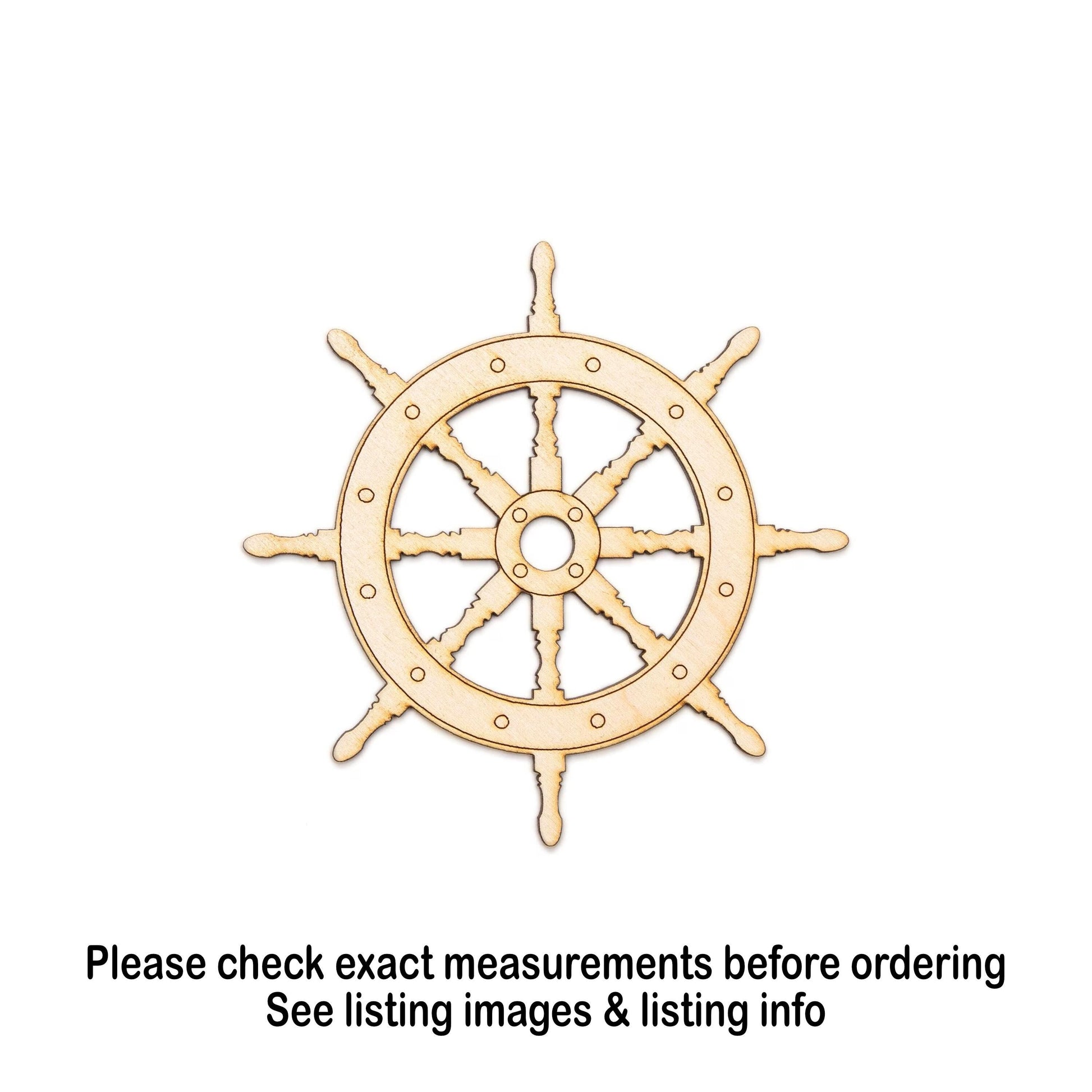 Pirate Ship Wheel Wood Cutout - Laser Cut Unfinished Craft Shape - Multiple Sizes