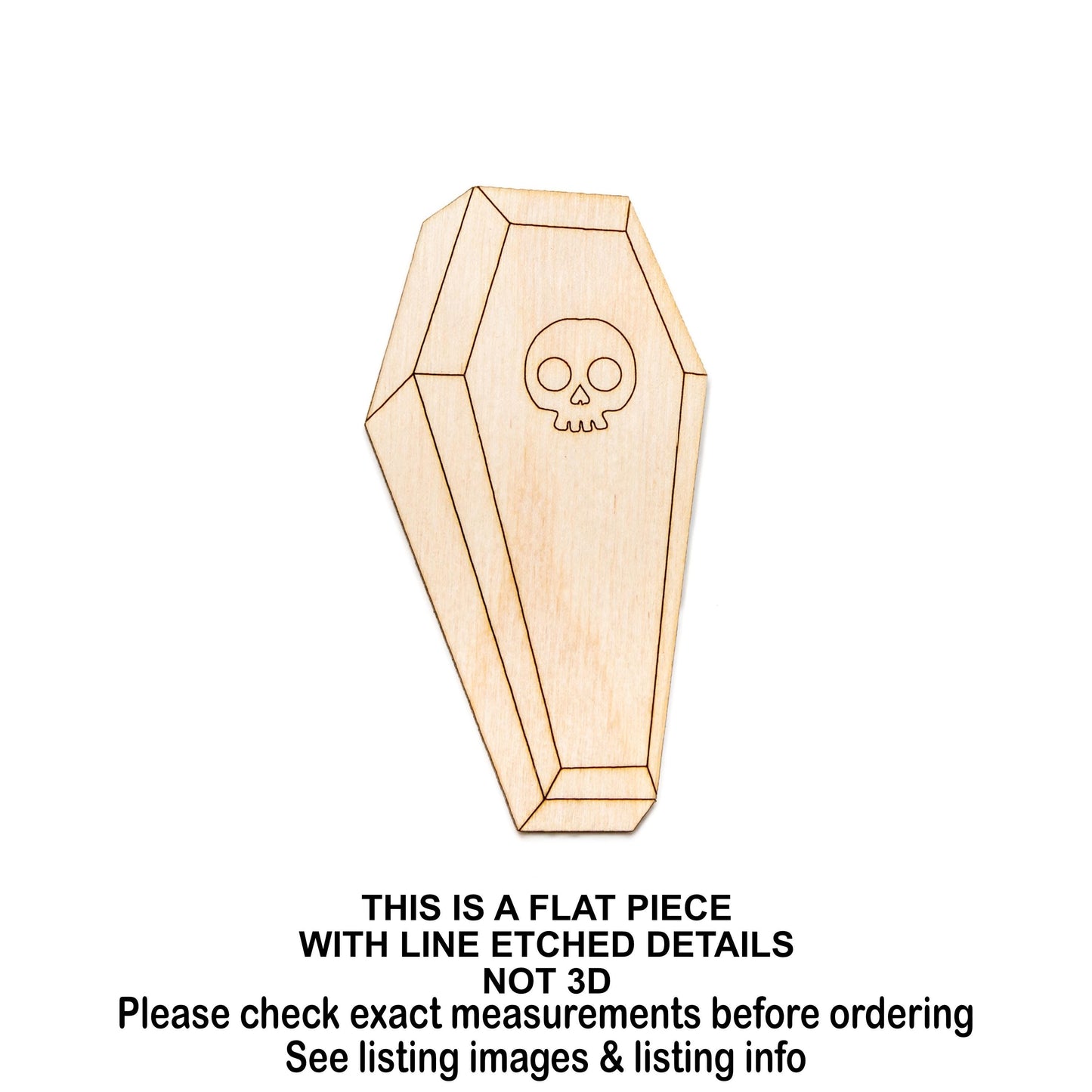 Jeweled Skull Coffin Wood Cutout - Laser Cut Unfinished Craft Shape - Multiple Sizes
