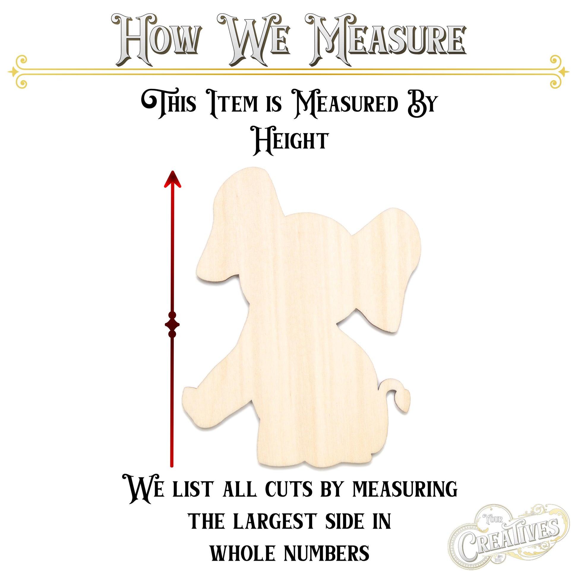 Baby Elephant Posing Blank Wood Cutout - Laser Cut Unfinished Craft Shape - Multiple Sizes