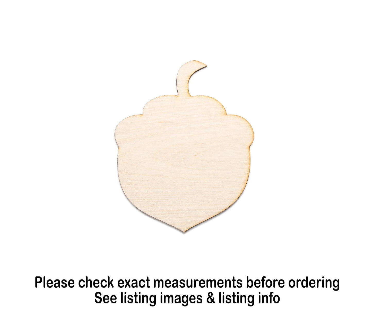 Acorn Blank Wood Cutout - Laser Cut Unfinished Craft Shape - Multiple Sizes