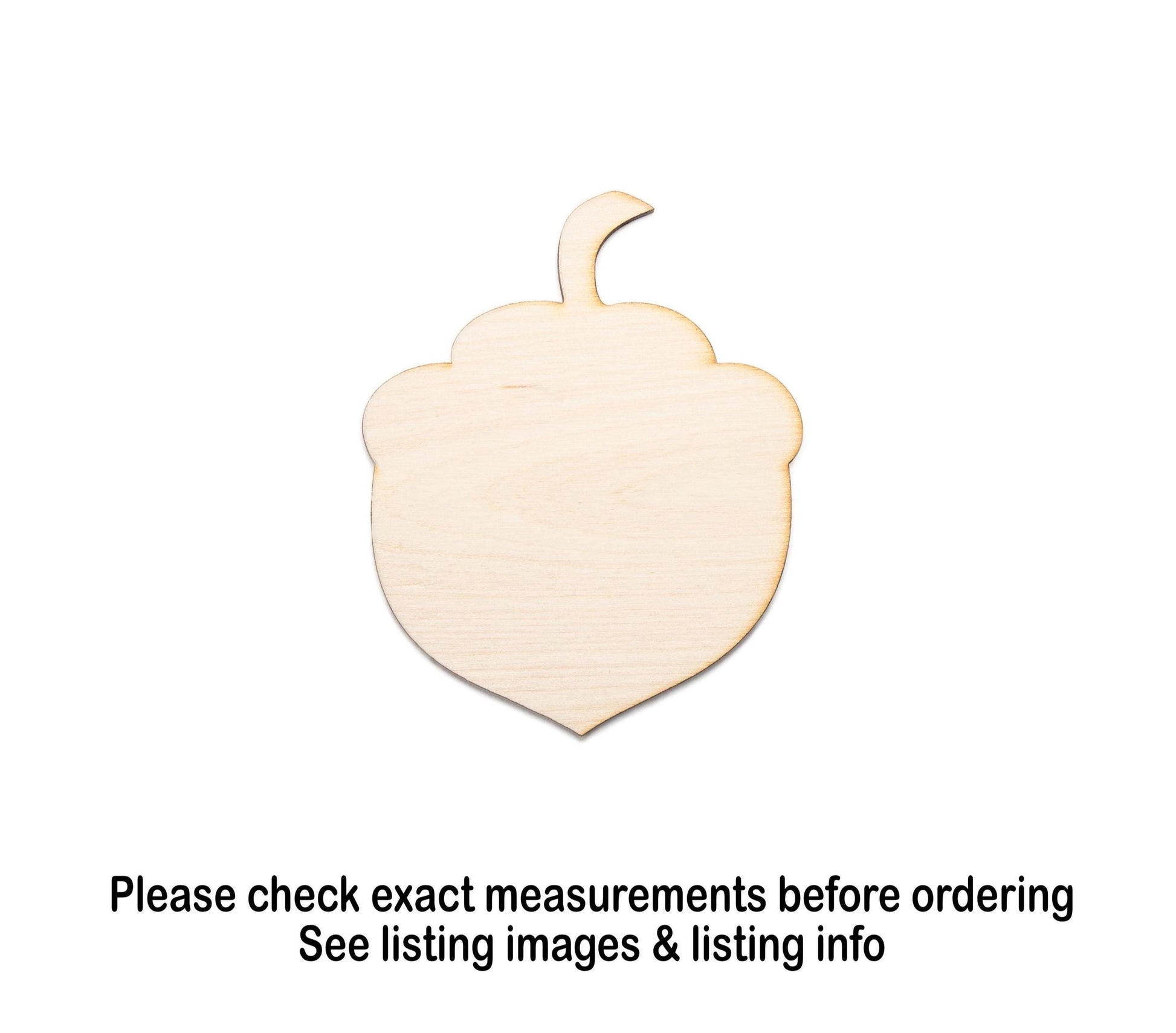 Acorn Blank Wood Cutout - Laser Cut Unfinished Craft Shape - Multiple Sizes