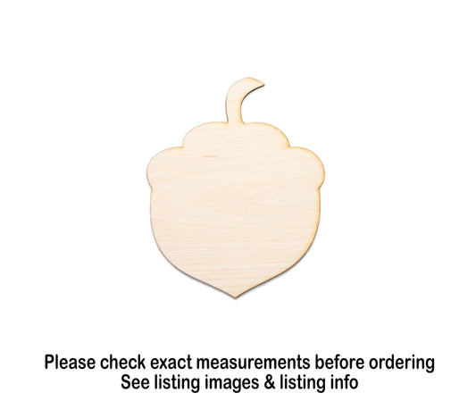Acorn Blank Wood Cutout - Laser Cut Unfinished Craft Shape - Multiple Sizes