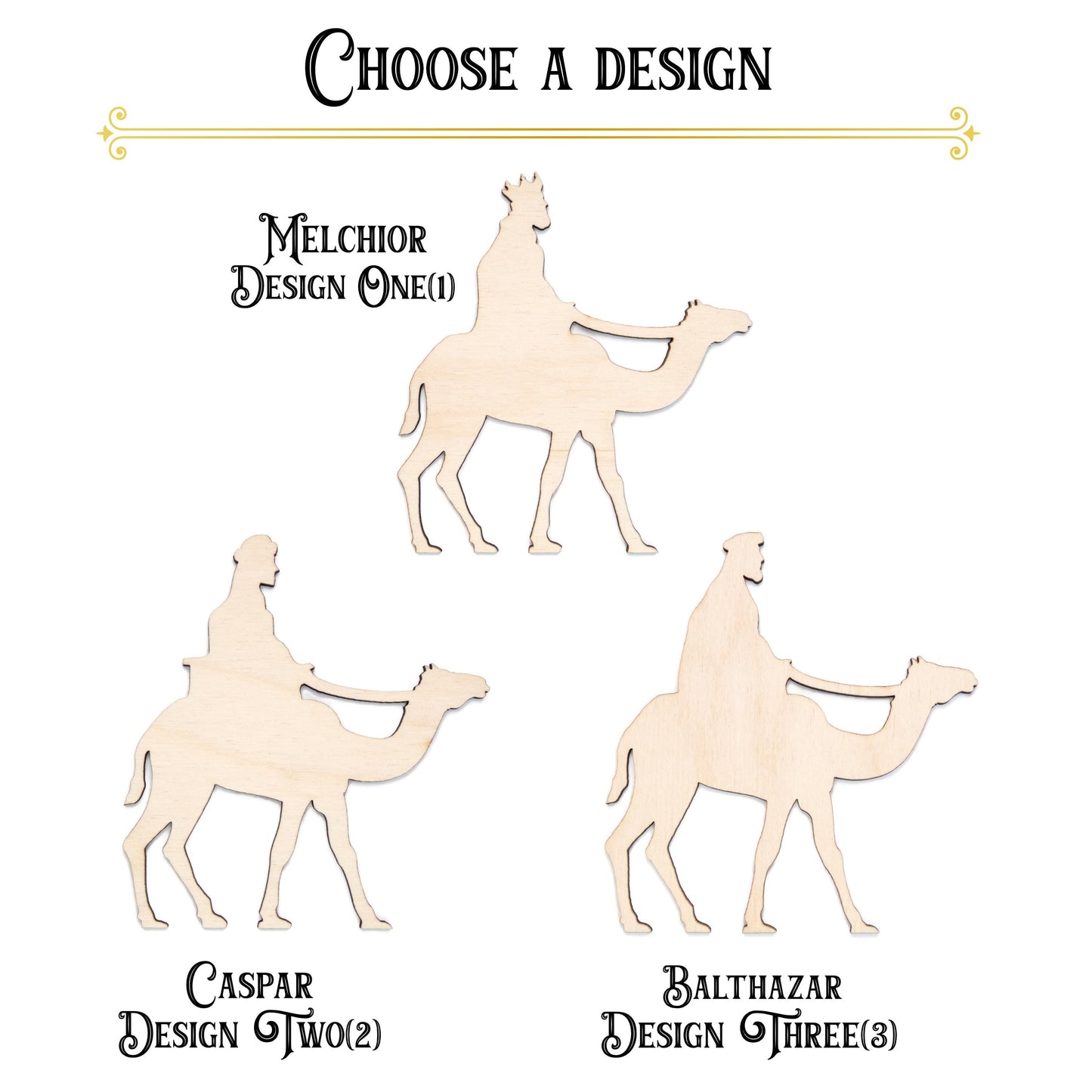 Three Wise Men Individual Blank Wood Cutout - Laser Cut Unfinished Craft Shape - Multiple Sizes