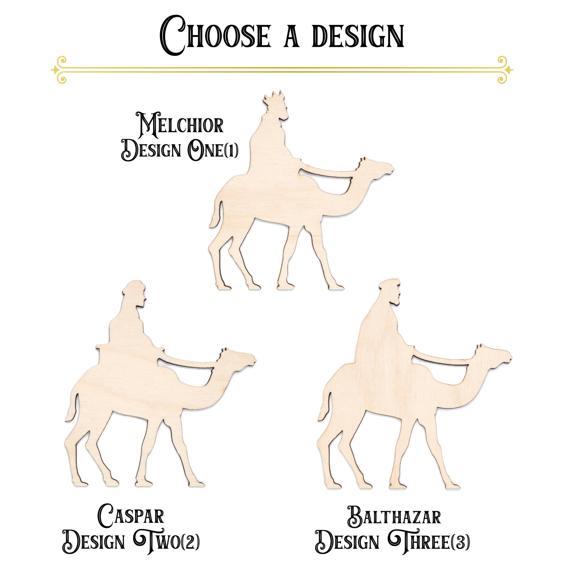 Three Wise Men Individual Blank Wood Cutout - Laser Cut Unfinished Craft Shape - Multiple Sizes