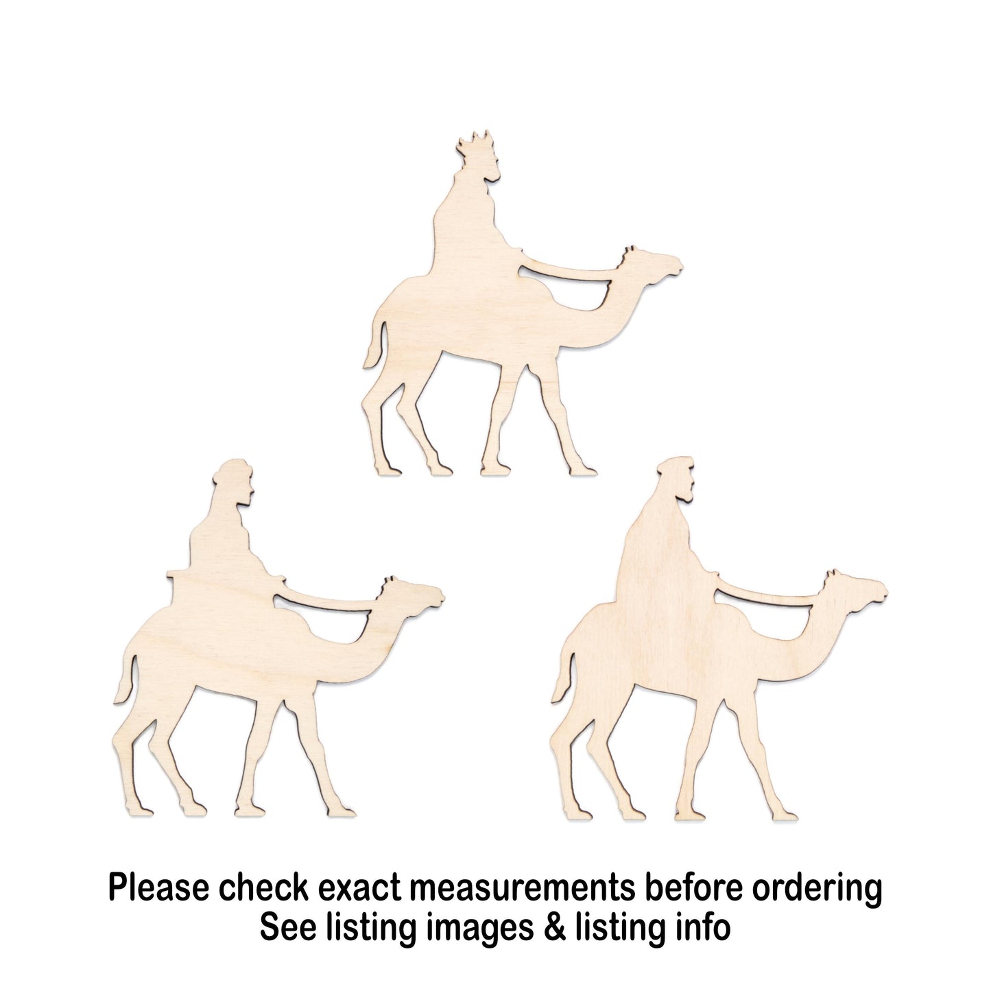 Three Wise Men Individual Blank Wood Cutout - Laser Cut Unfinished Craft Shape - Multiple Sizes