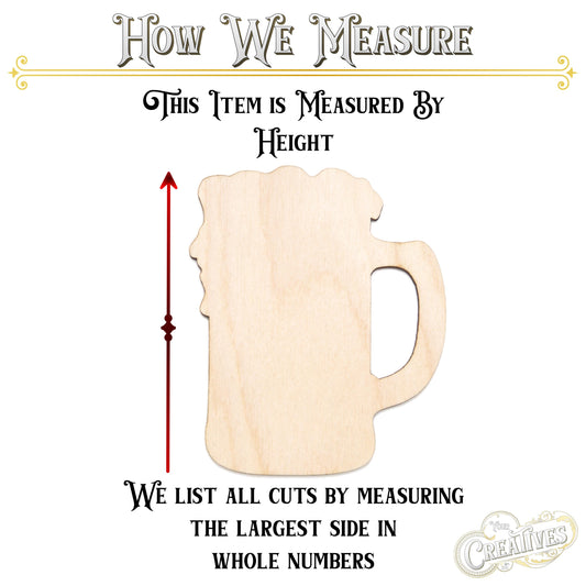 Beer Mug Foamy Blank Wood Cutout - Laser Cut Unfinished Craft Shape - Multiple Sizes