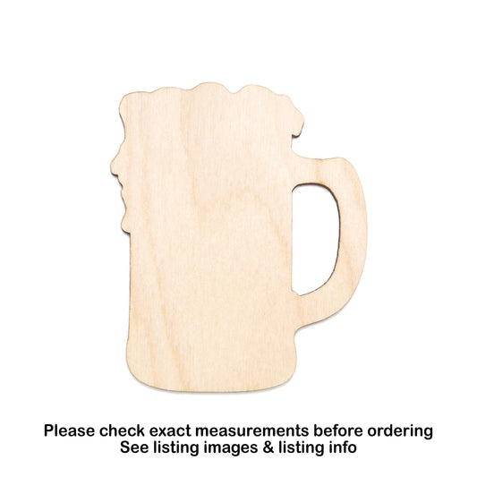 Beer Mug Foamy Blank Wood Cutout - Laser Cut Unfinished Craft Shape - Multiple Sizes