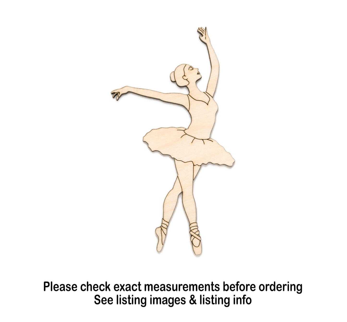 Ballerina Wood Cutout - Laser Cut Unfinished Craft Shape - Multiple Sizes