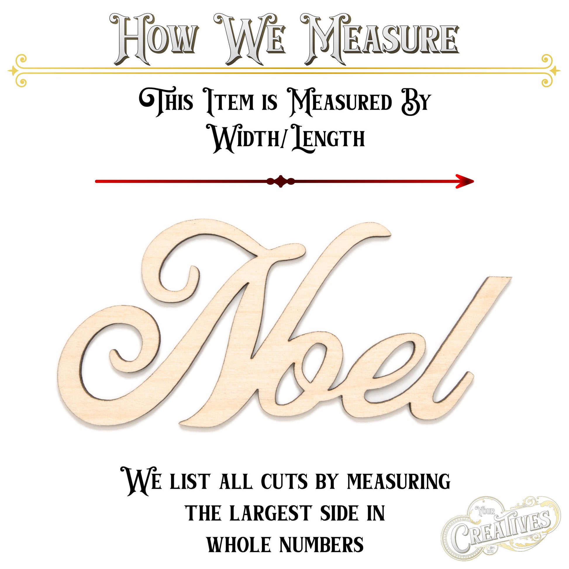 Noel Script Wood Cutout - Laser Cut Unfinished Craft Shape - Multiple Sizes