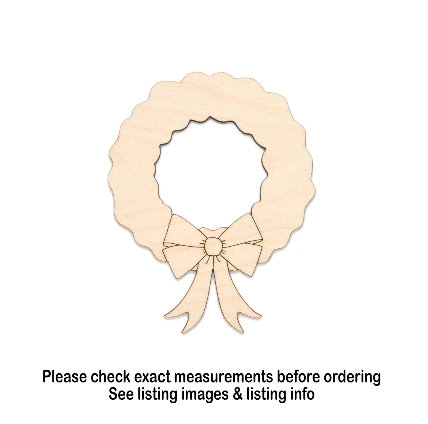 Holiday Wreath Wood Cutout - Laser Cut Unfinished Craft Shape - Multiple Sizes