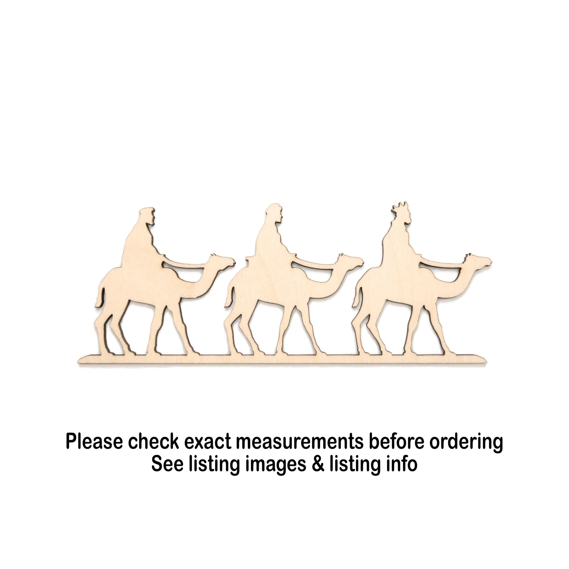 Three Wise Men Silhouette Wood Cutout - Laser Cut Unfinished Craft Shape - Multiple Sizes