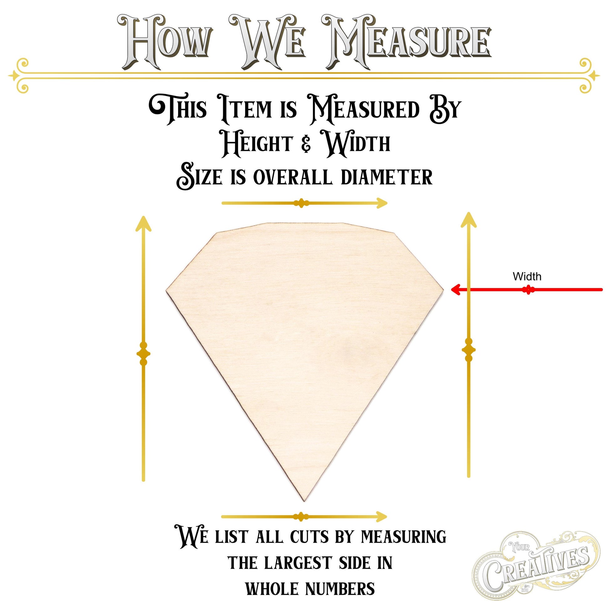 Diamond Jewel Blank Wood Cutout - Laser Cut Unfinished Craft Shape - Multiple Sizes