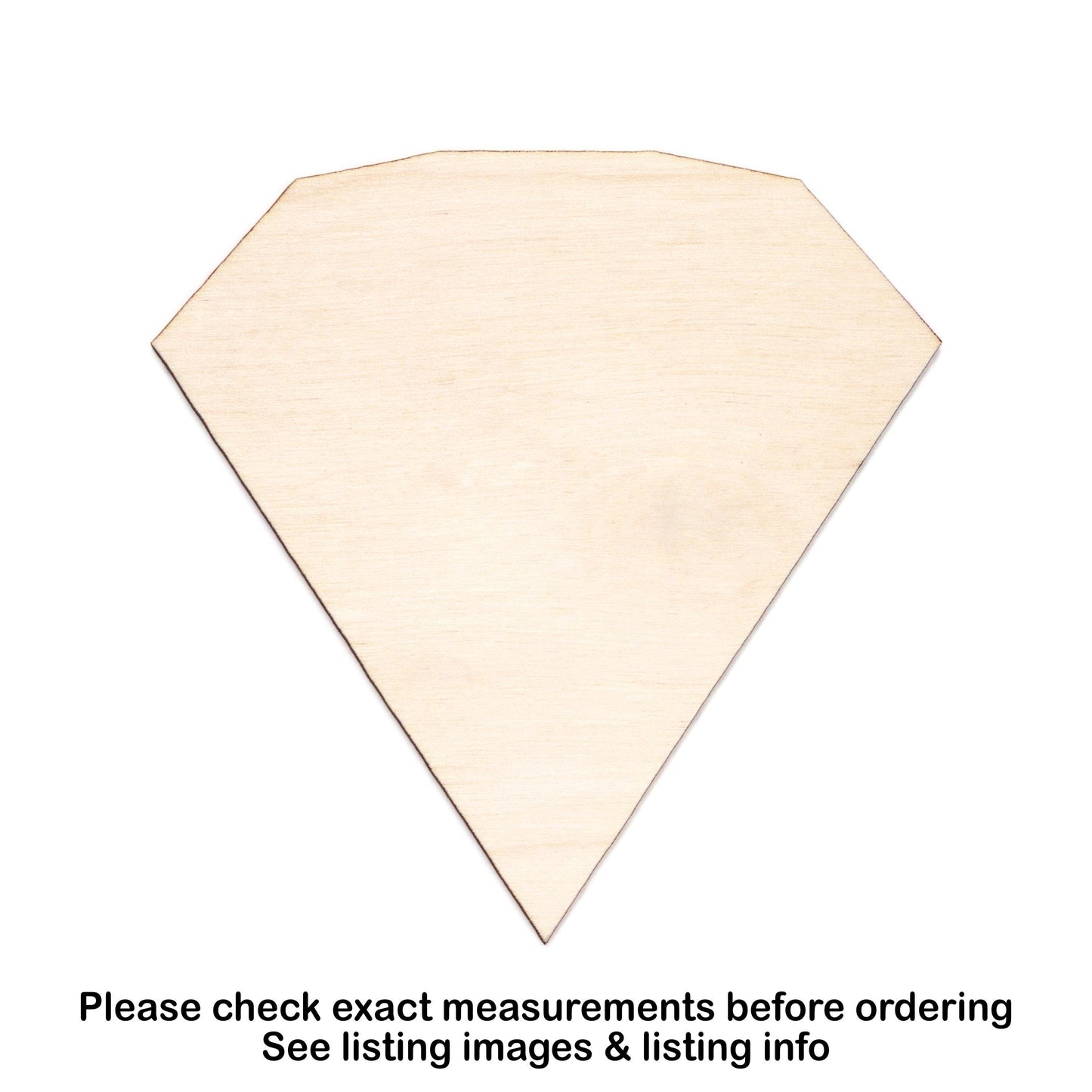 Diamond Jewel Blank Wood Cutout - Laser Cut Unfinished Craft Shape - Multiple Sizes