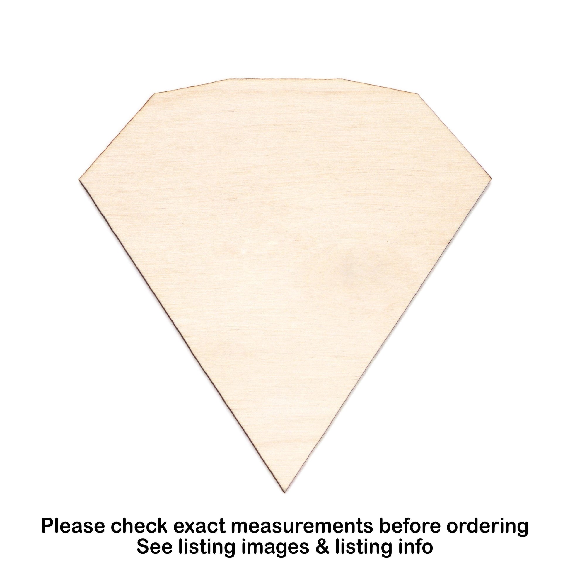 Diamond Jewel Blank Wood Cutout - Laser Cut Unfinished Craft Shape - Multiple Sizes